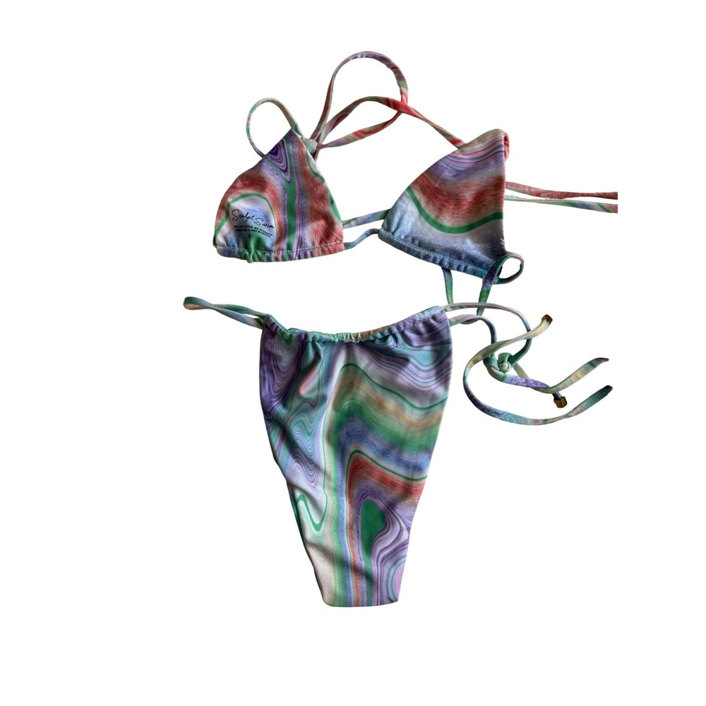 Sculpt Swim Women's Multicolor Psychedelic Marble Print Bikini Set‎ Size Small